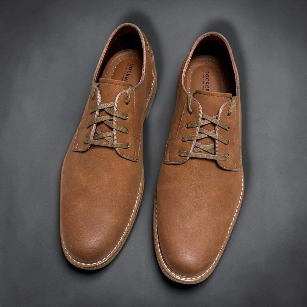 Dockers Mens Tan Brown Plain Toe Oxford Dress Shoes 90-42630 Size 13M